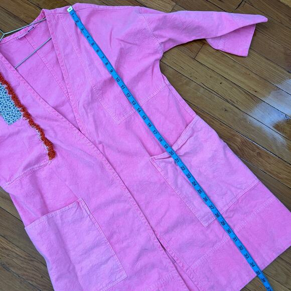 APIECE APART Hot Pink Patchwork Cotton Canvas Open Cardigan Jacket Size M / L - Picture 14 of 15